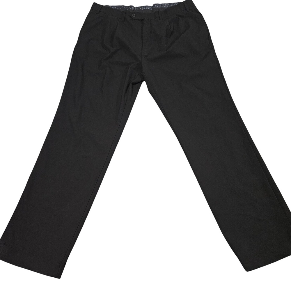 Lauren Ralph Lauren Dress Pants Mens 38x32 Black Pleated Stretch Trousers Formal
